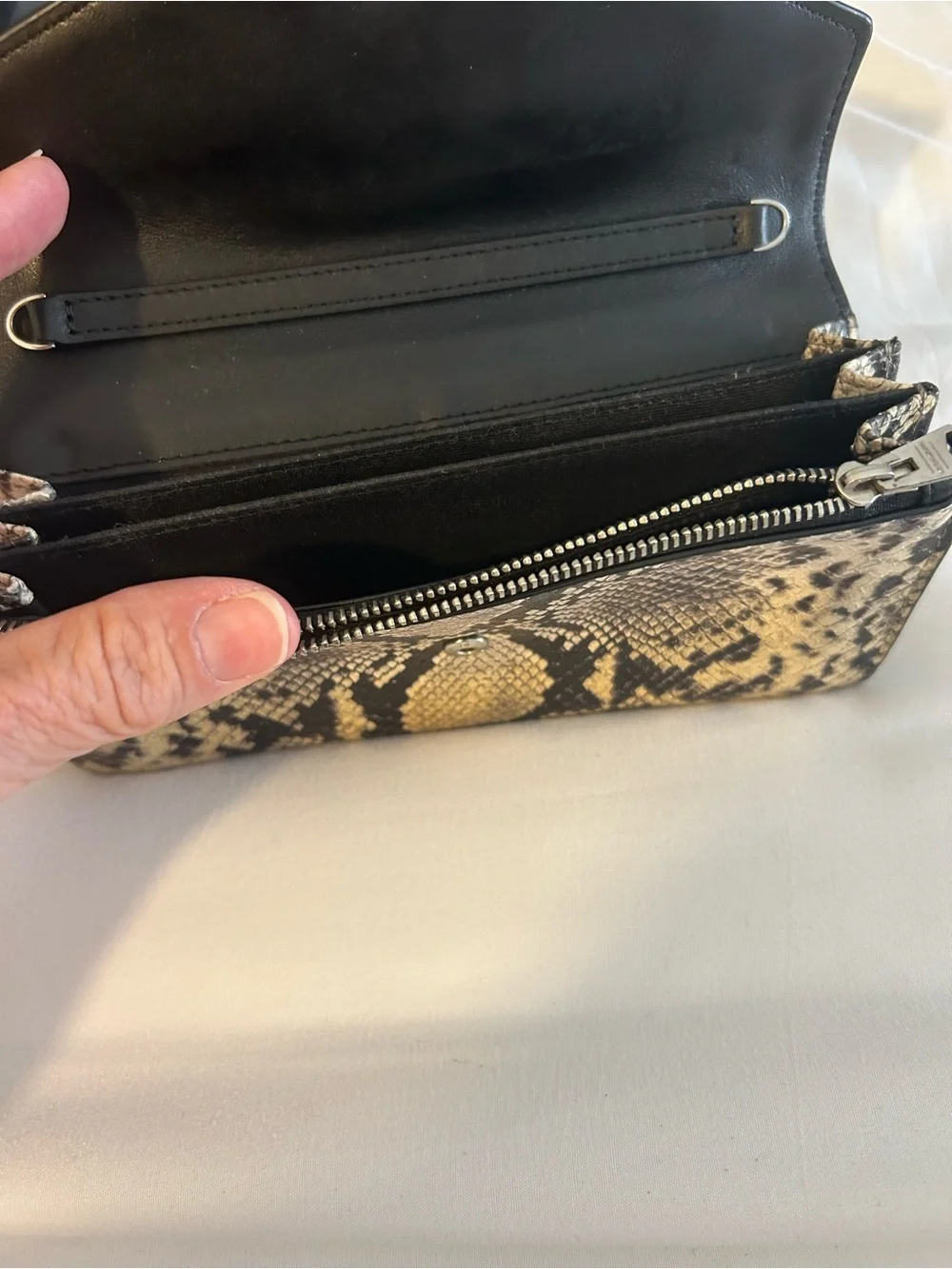 Black and Snake-Print Women's Envelope Clutch purse